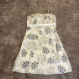 Elegant Floral White and Black Dress